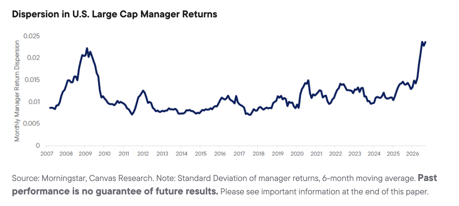 Dispersion in U.S. Large Cap Manager Returns