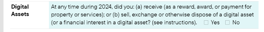 IRS question regarding digital assets