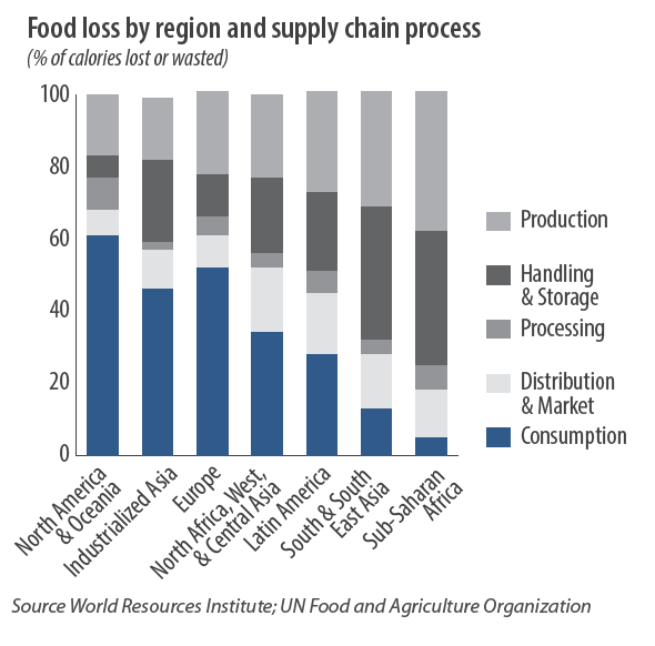 Food loss by region and supply chain process Food loss by region and supply chain process