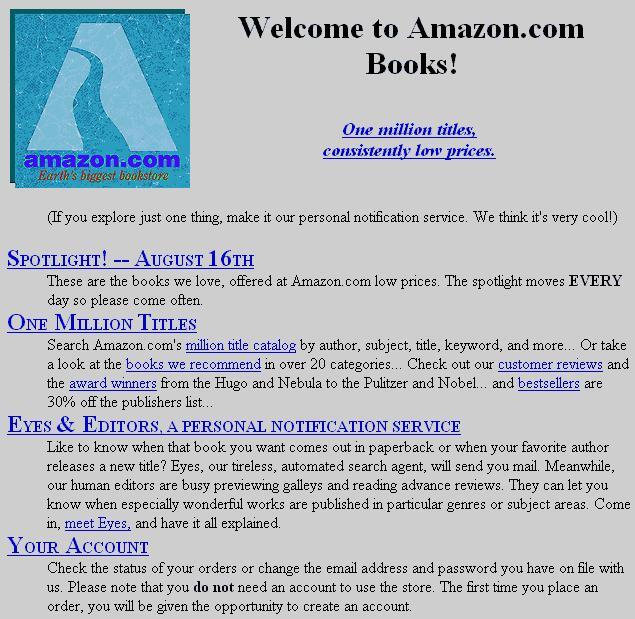 Amazon&rsquo;s first gateway page