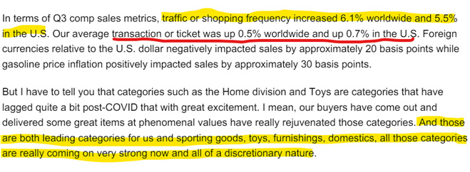 Costco average ticket was up .5 percent worldwide